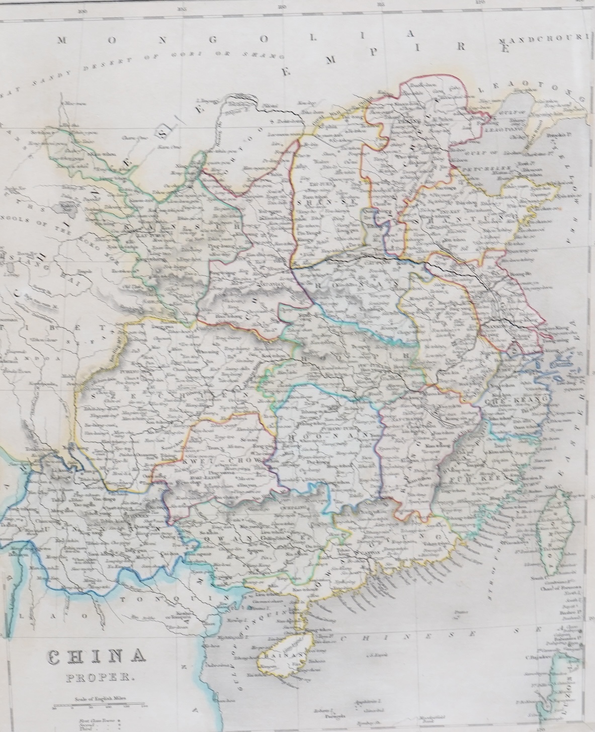 A collection of six maps and engravings to include: The Empire of Japan, printed by Laurie & Whittle, 1794 and China Proper from Gilberts Modern Atlas, framed